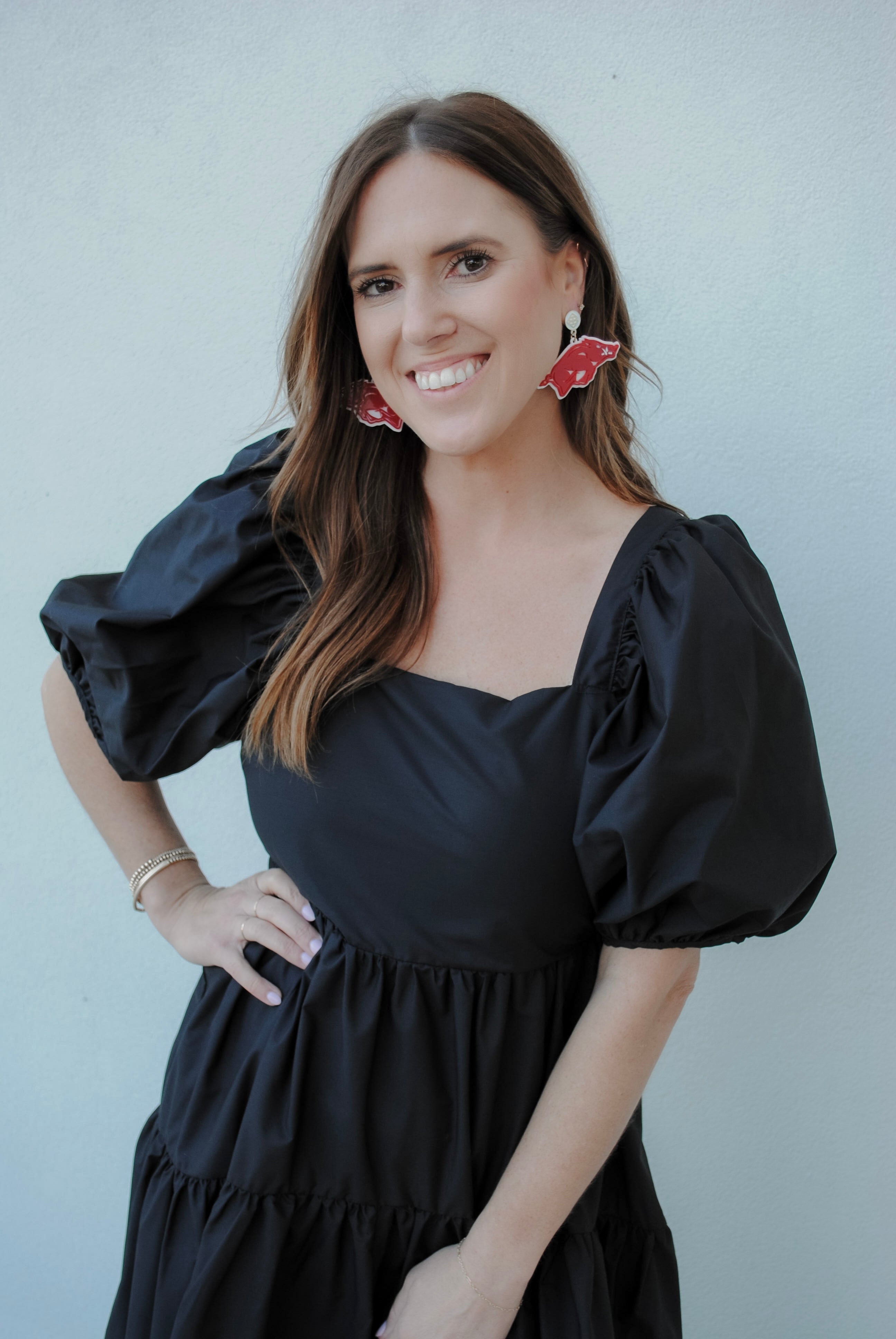 Brianna Cannon: Cardinal Red Running Razorback Earrings