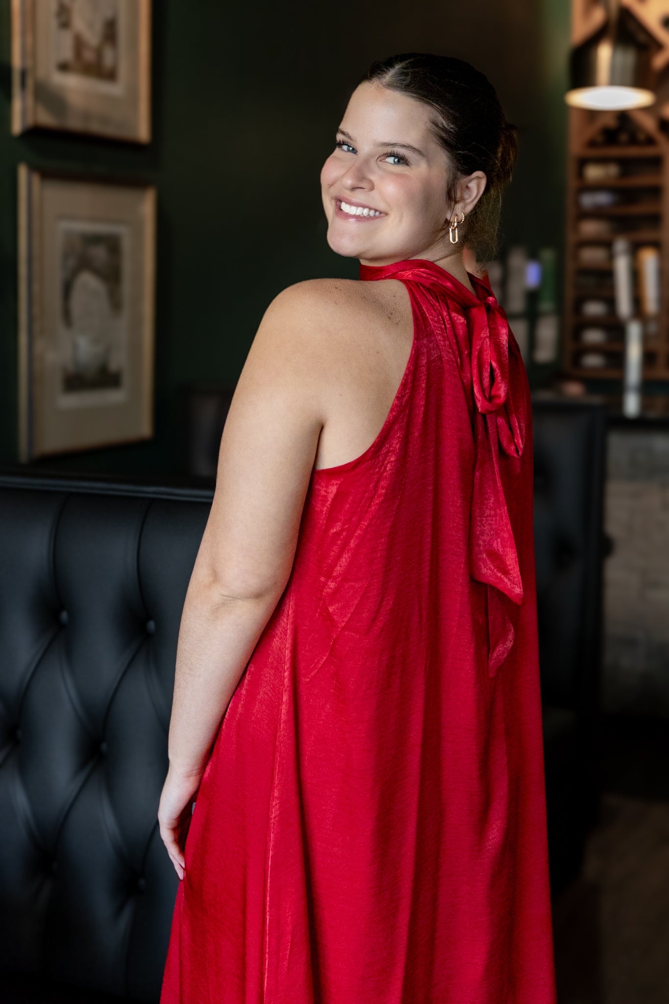 Formal Satin Dress- Burgundy
