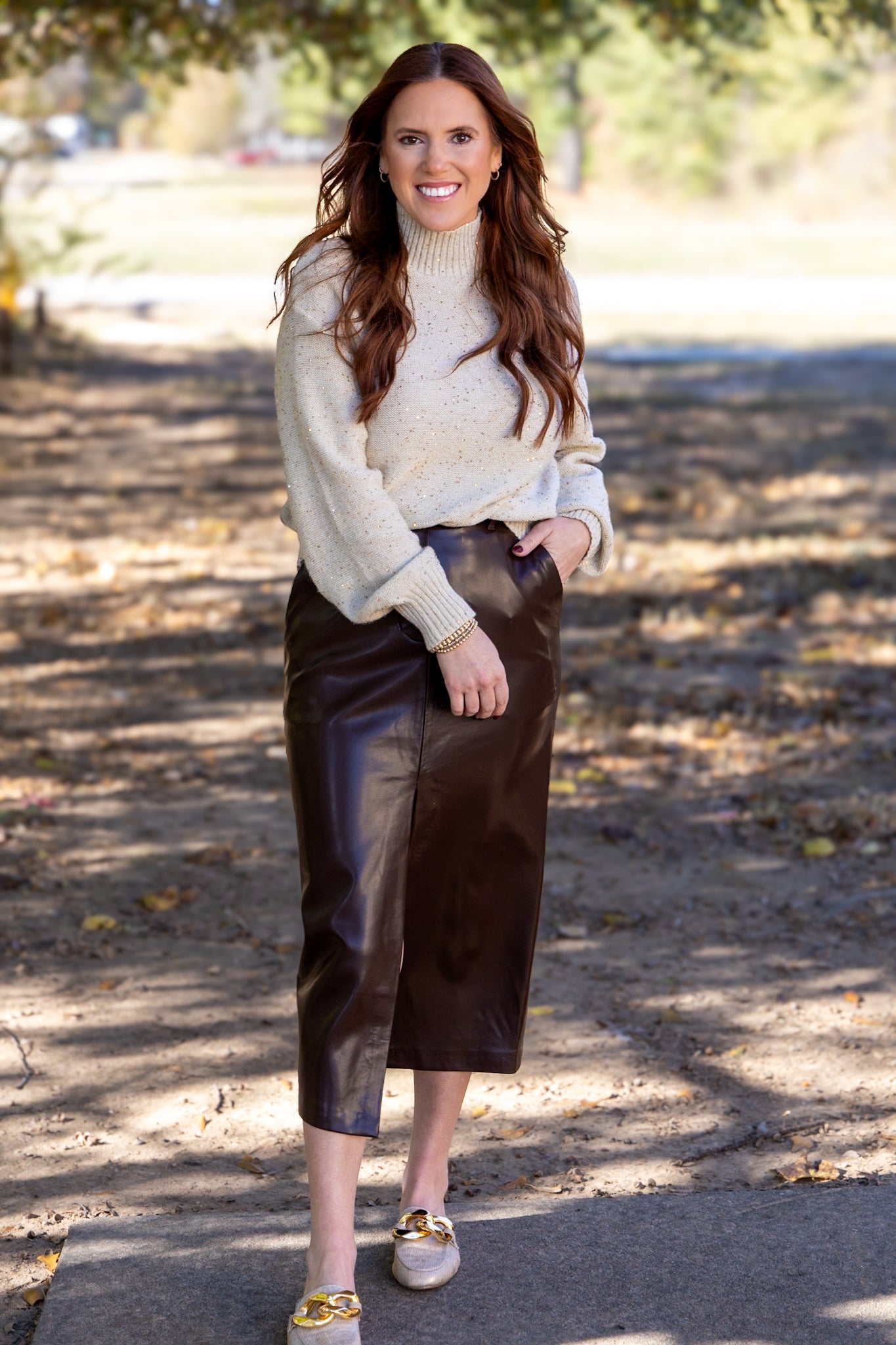 [Dear John] Sia High Rise Ballerina Length Skirt- Ground Coffee