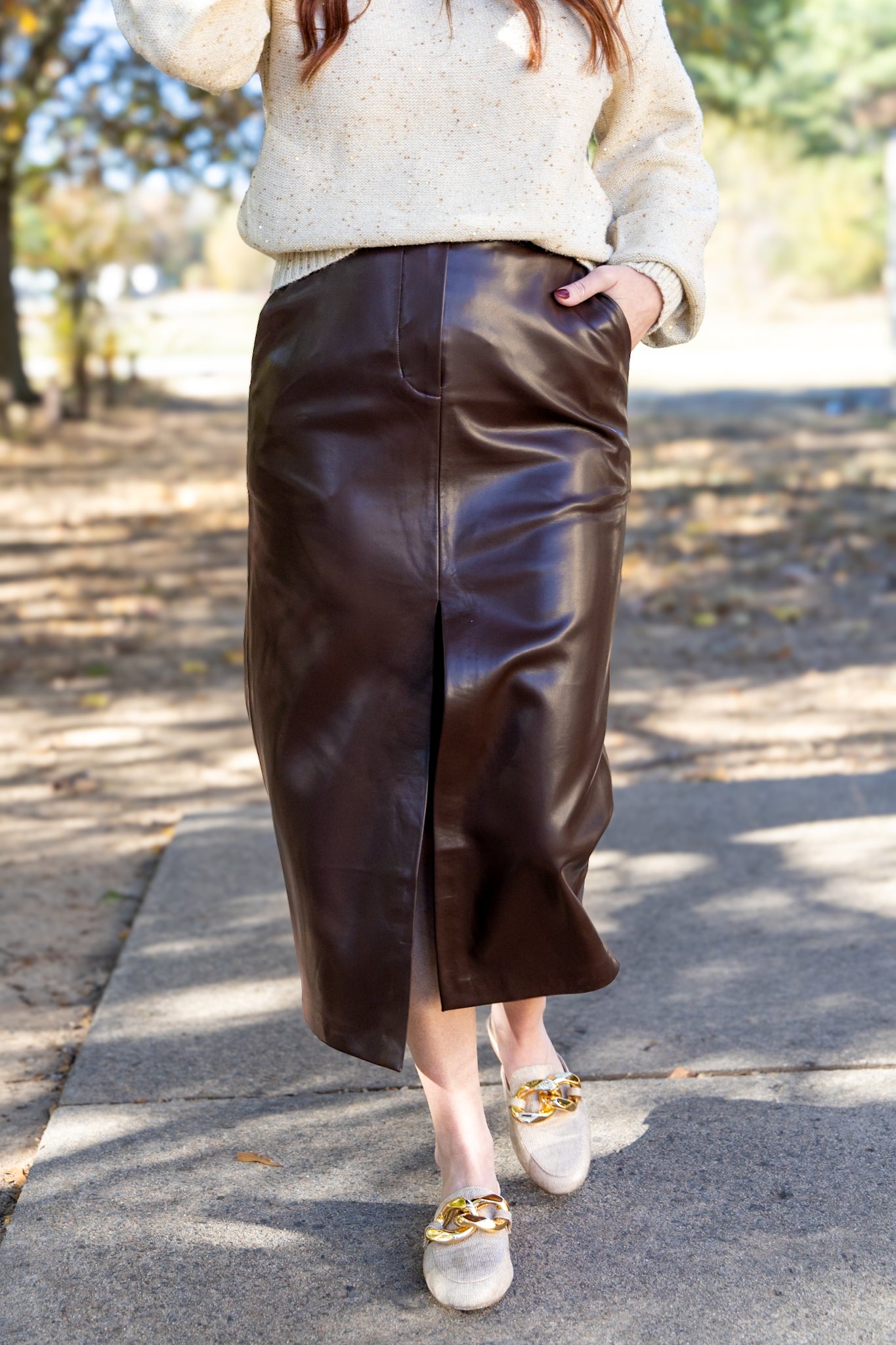 [Dear John] Sia High Rise Ballerina Length Skirt- Ground Coffee