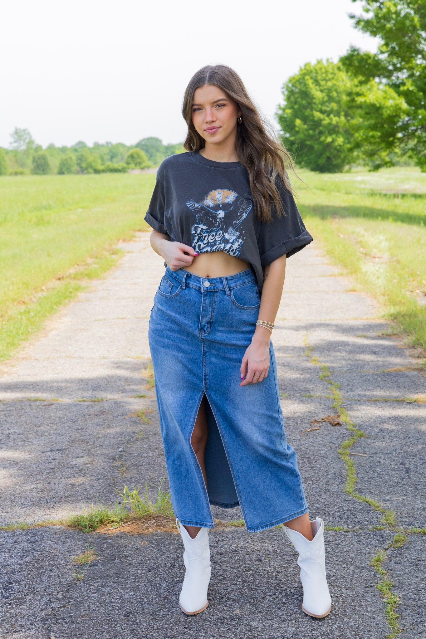 Daring Denim Midi Skirt