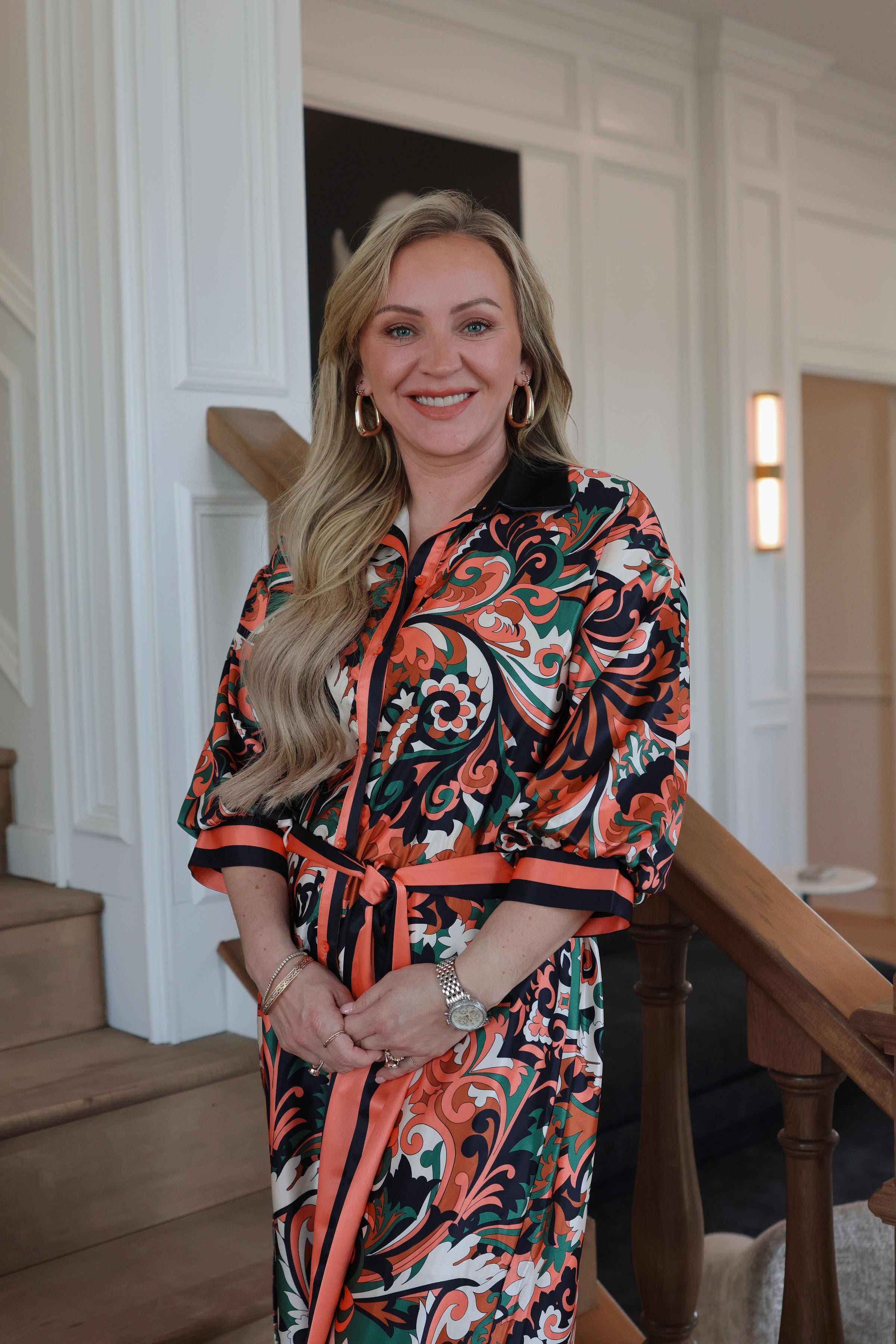 Autumn Scroll Maxi Shirt Dress