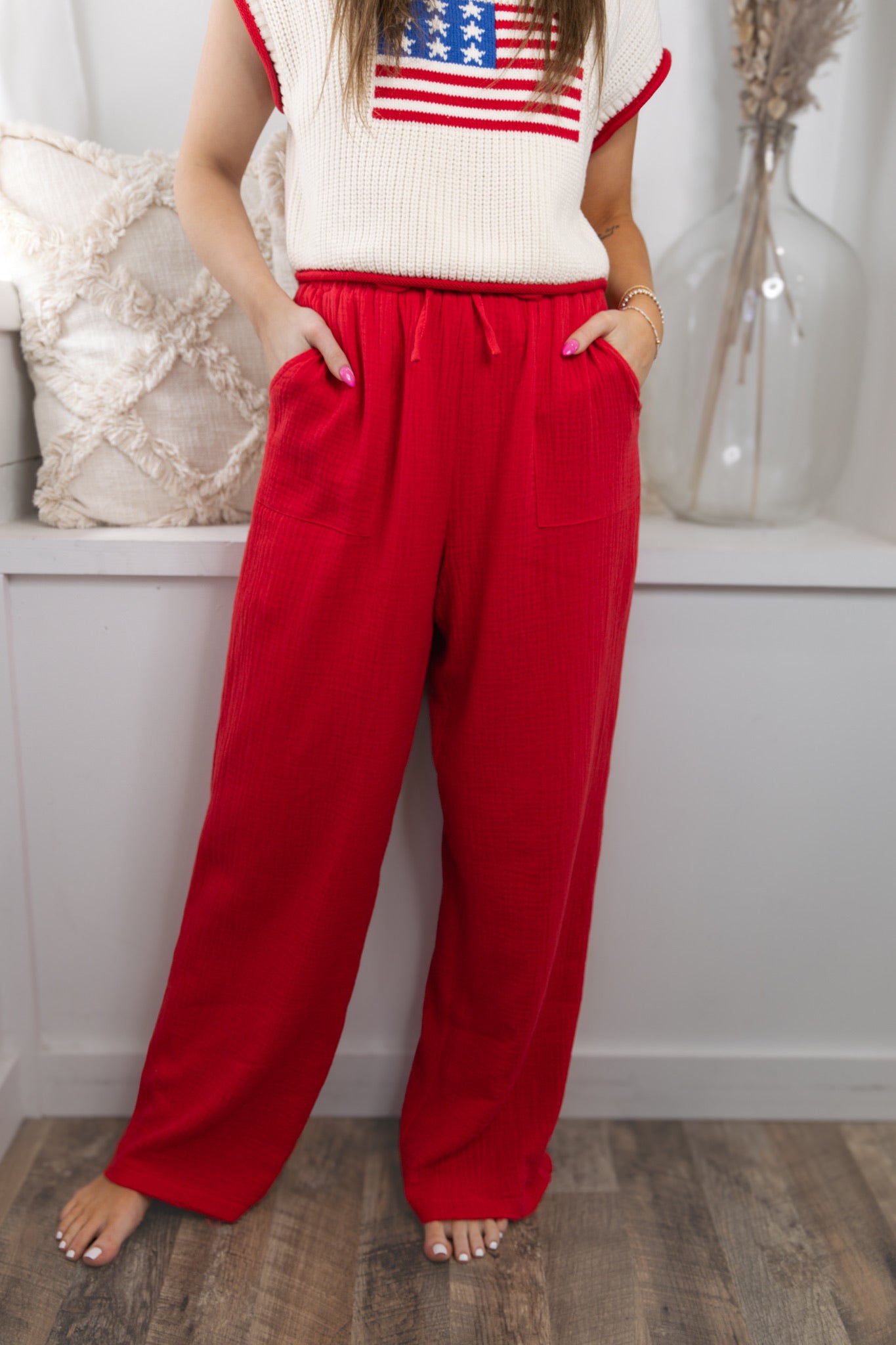 Remi Gauze Pant - Red