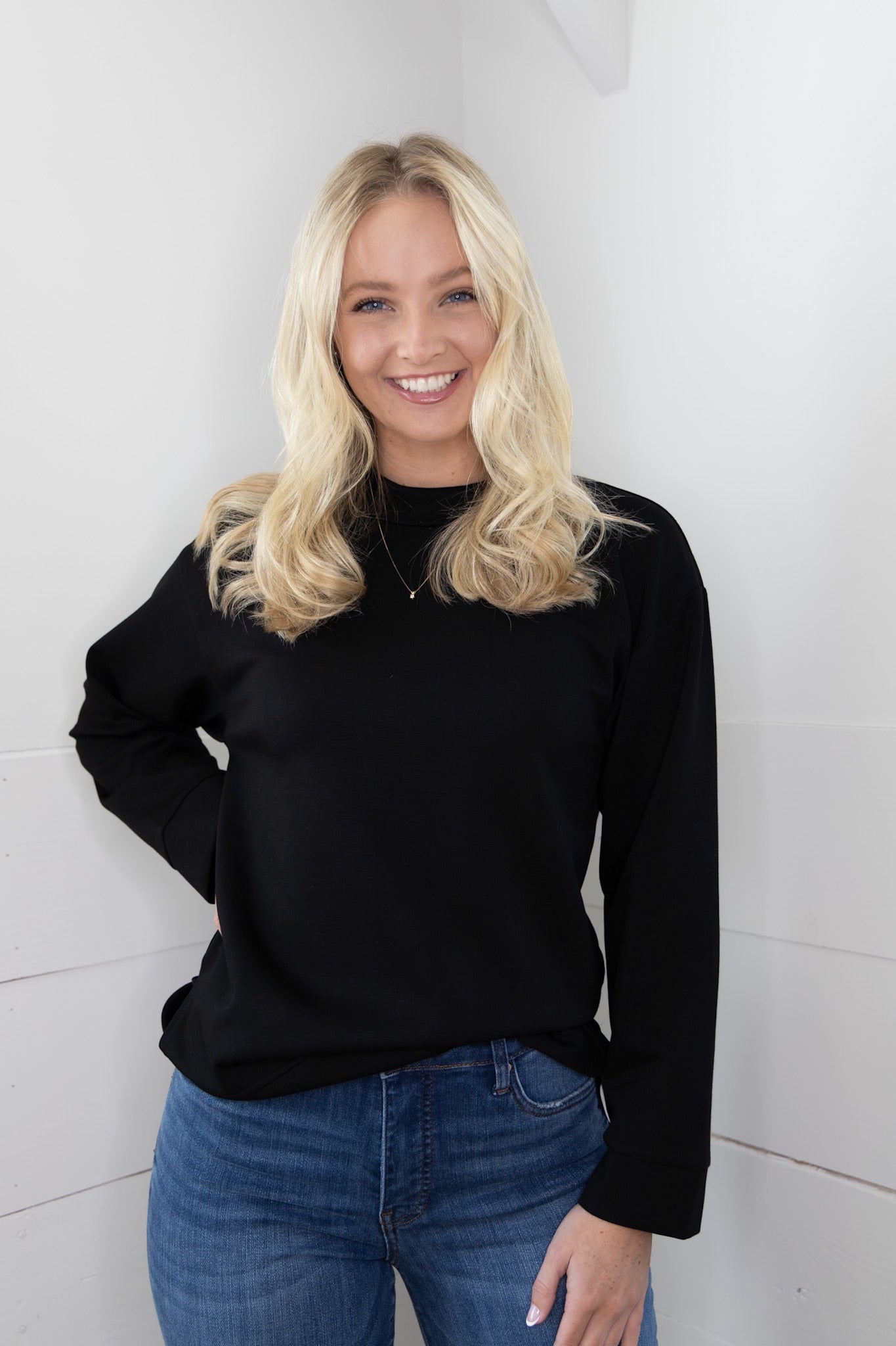 Maribelle Mock Neck Top - Black