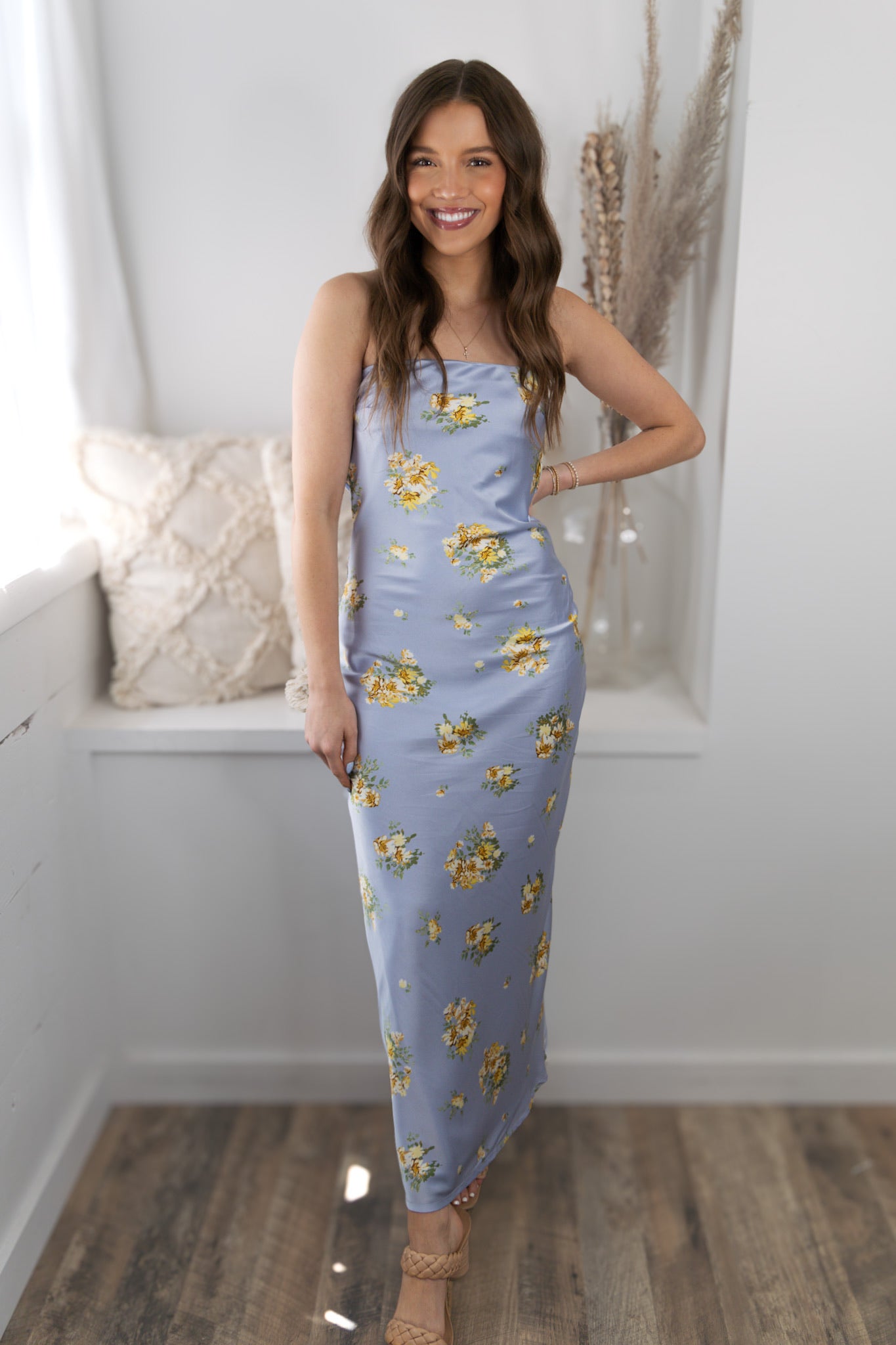 Florence Satin Floral Dress