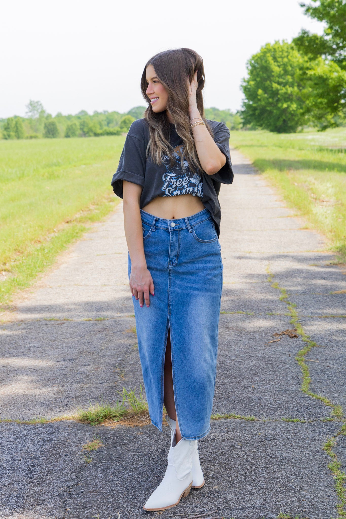 Daring Denim Midi Skirt