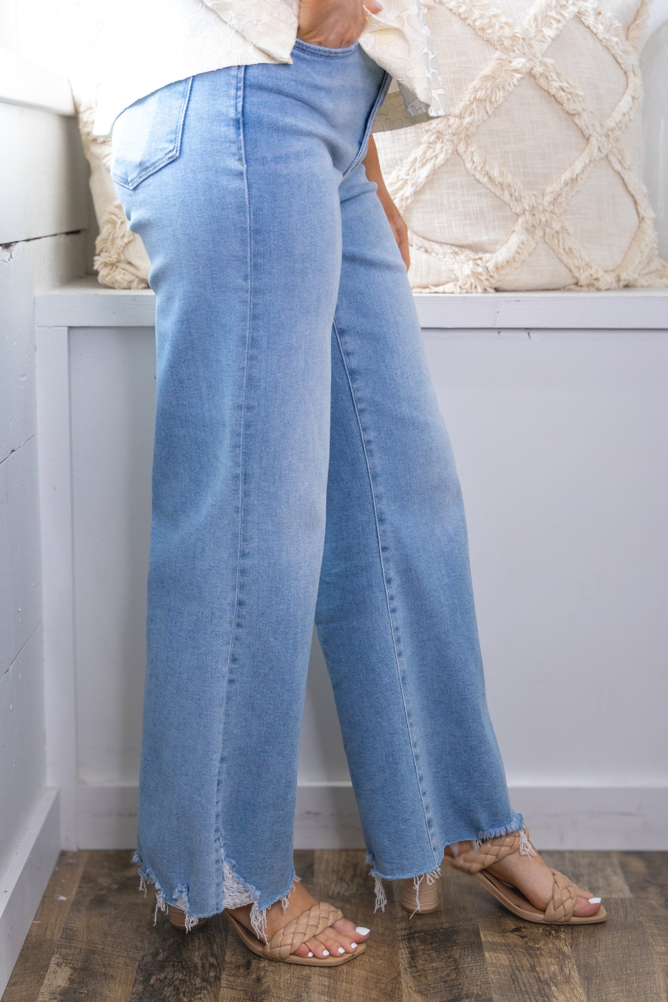 [Dear John] Fiona High Rise Destroyed Hem Wide Leg Jeans - Sarasota