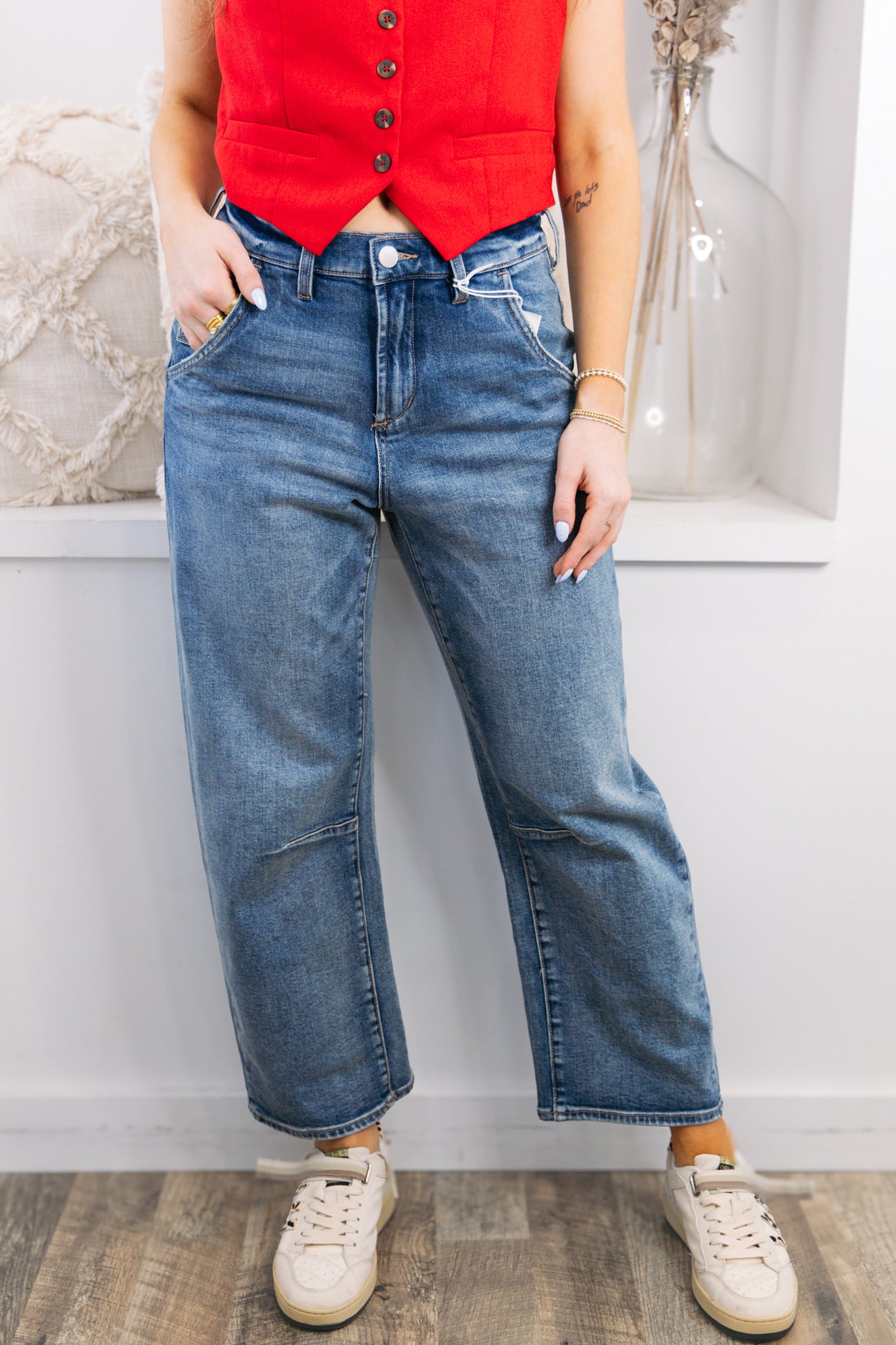 [Dear John] Lasso High Rise Cropped Loose Fit Jeans - Western Hue