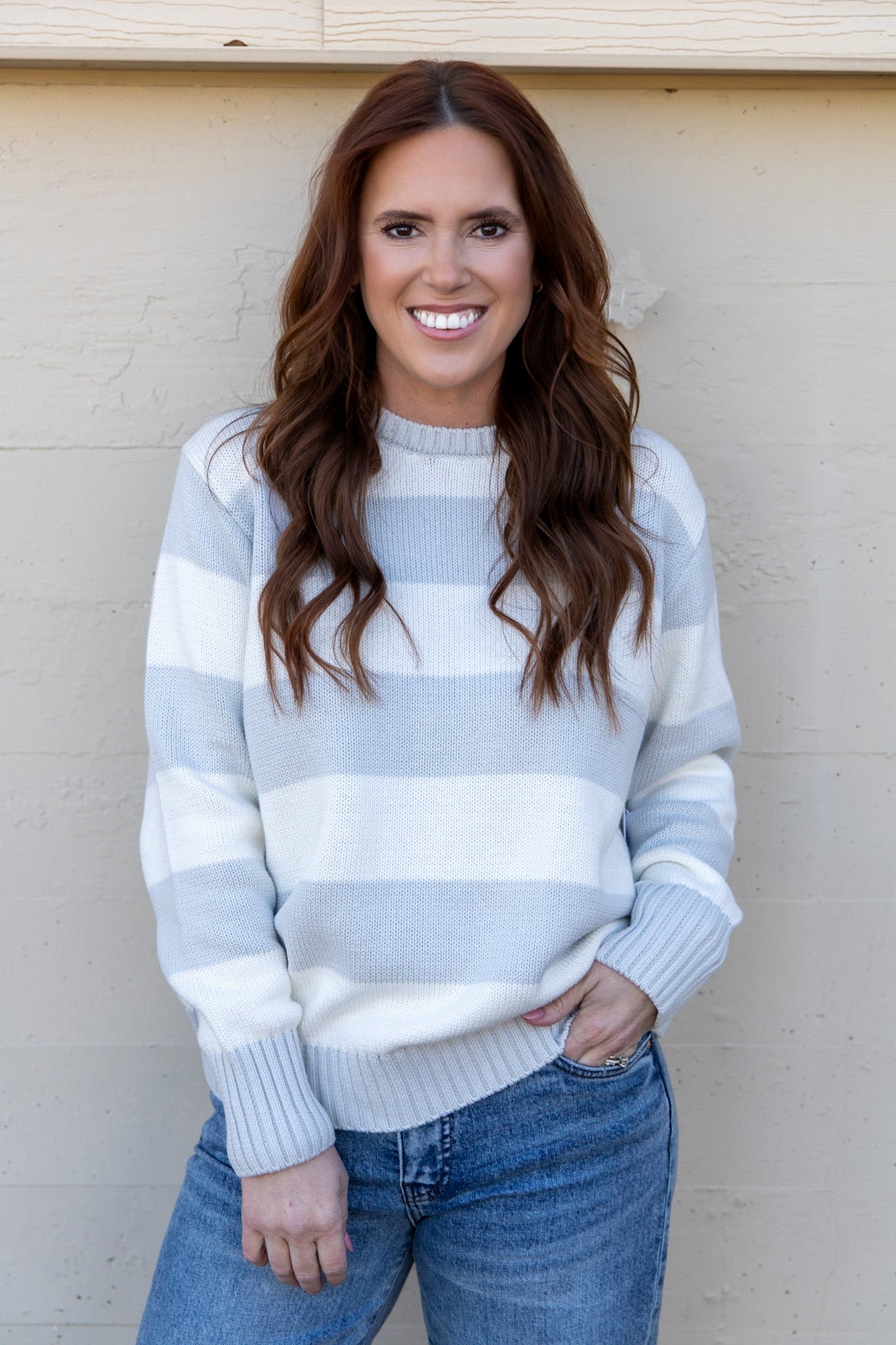 Winnie Striped Sweater - Grey