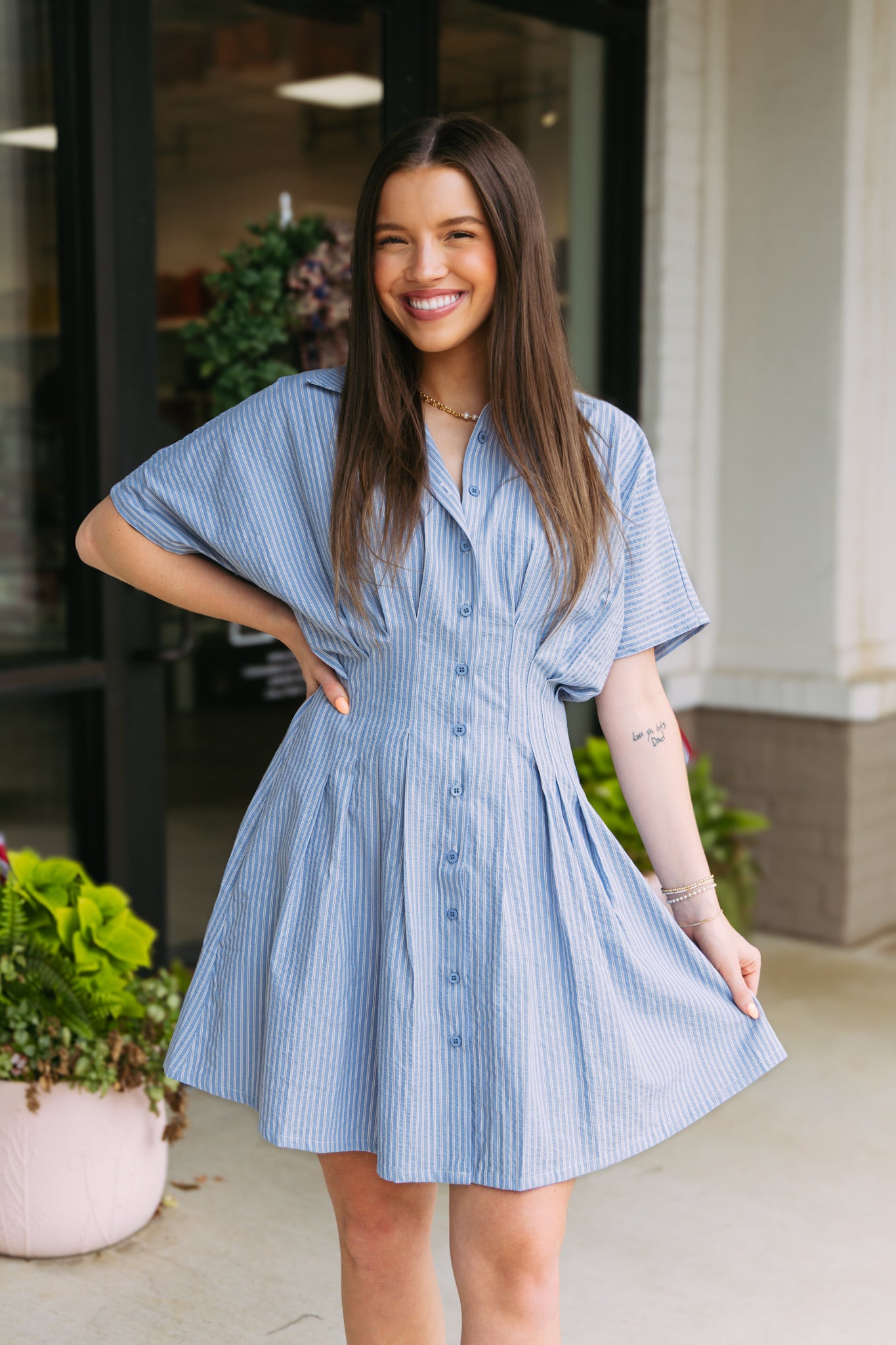 Twyla Blue Stripe Mini Dress
