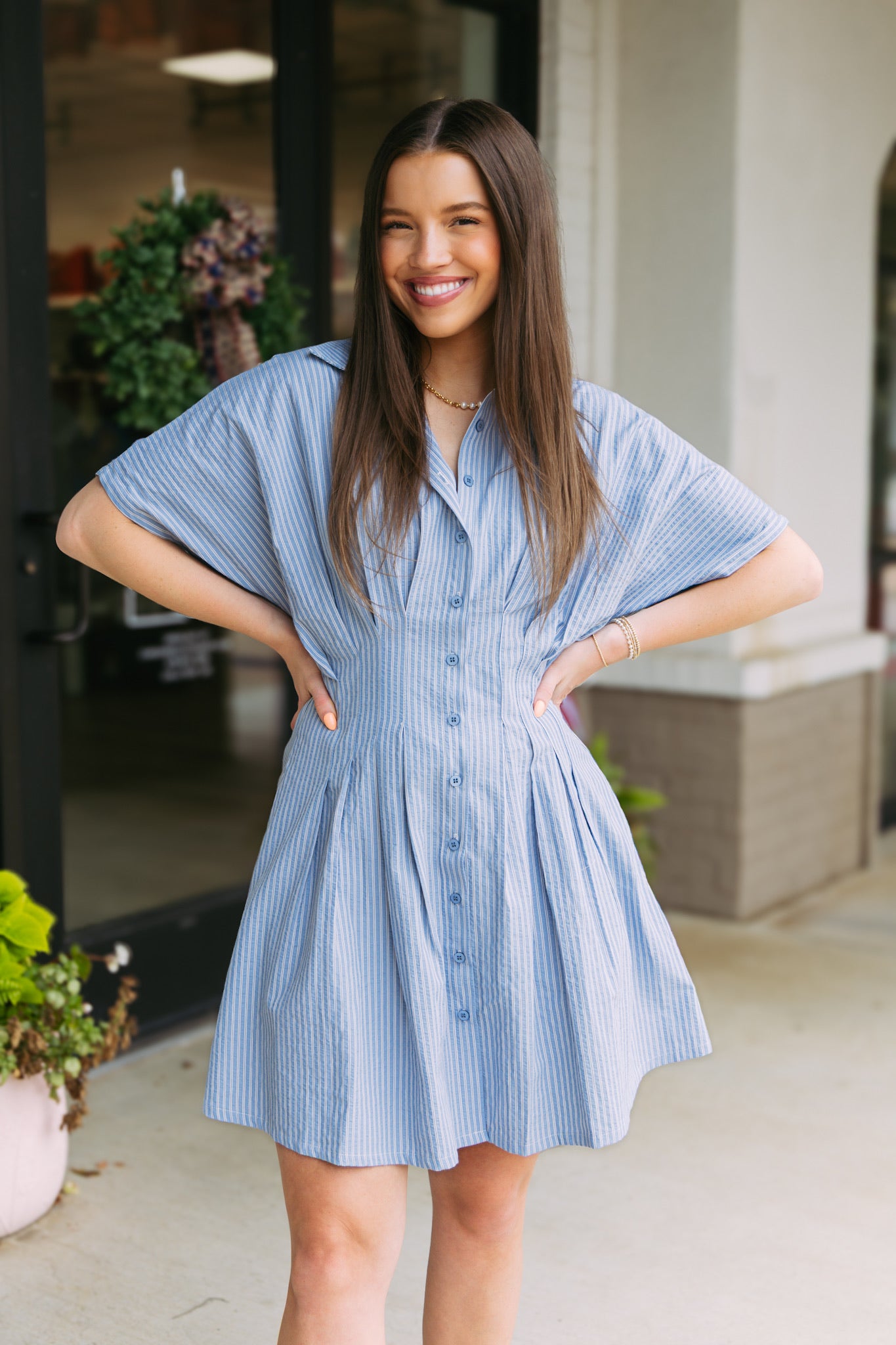Twyla Blue Stripe Mini Dress