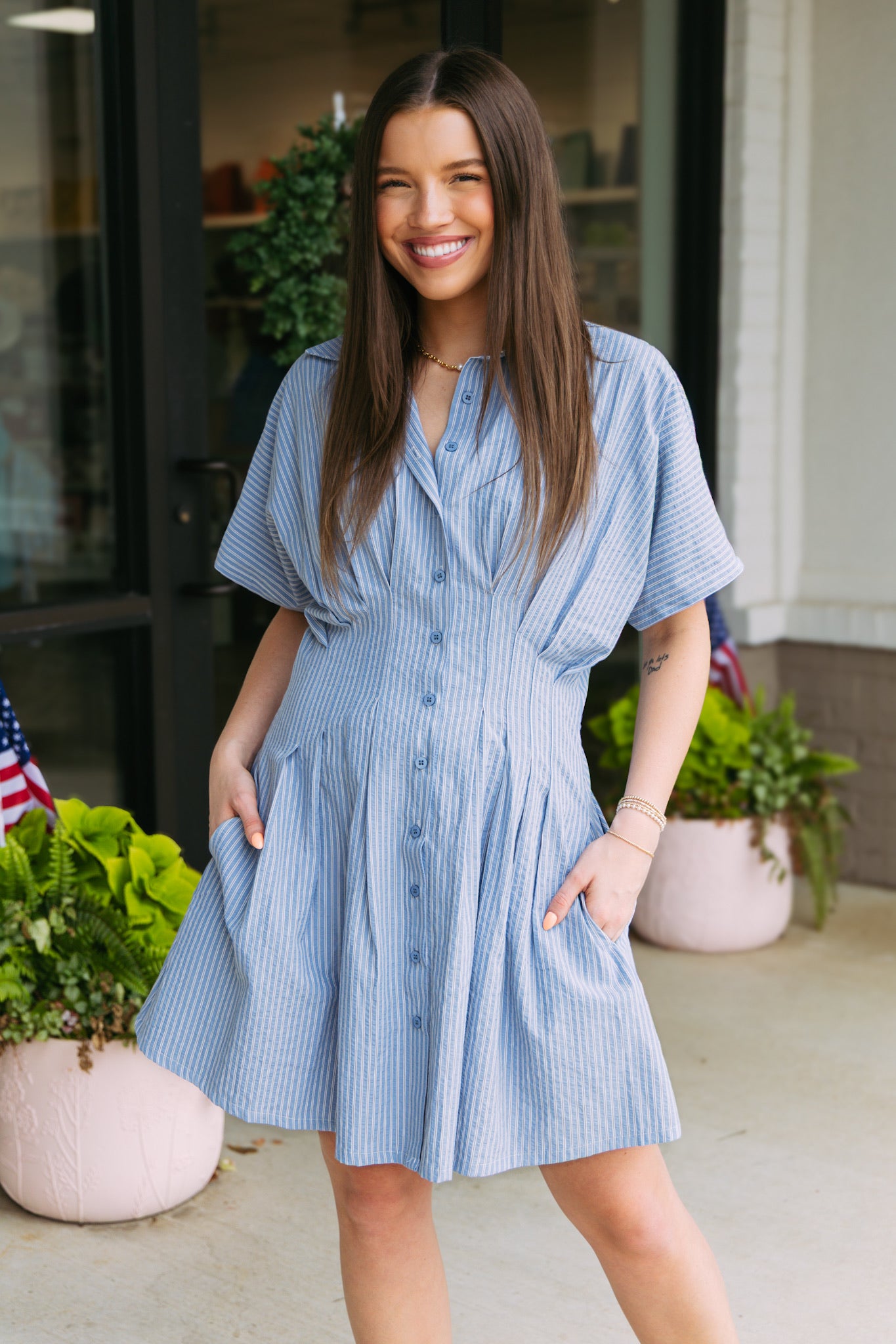 Twyla Blue Stripe Mini Dress