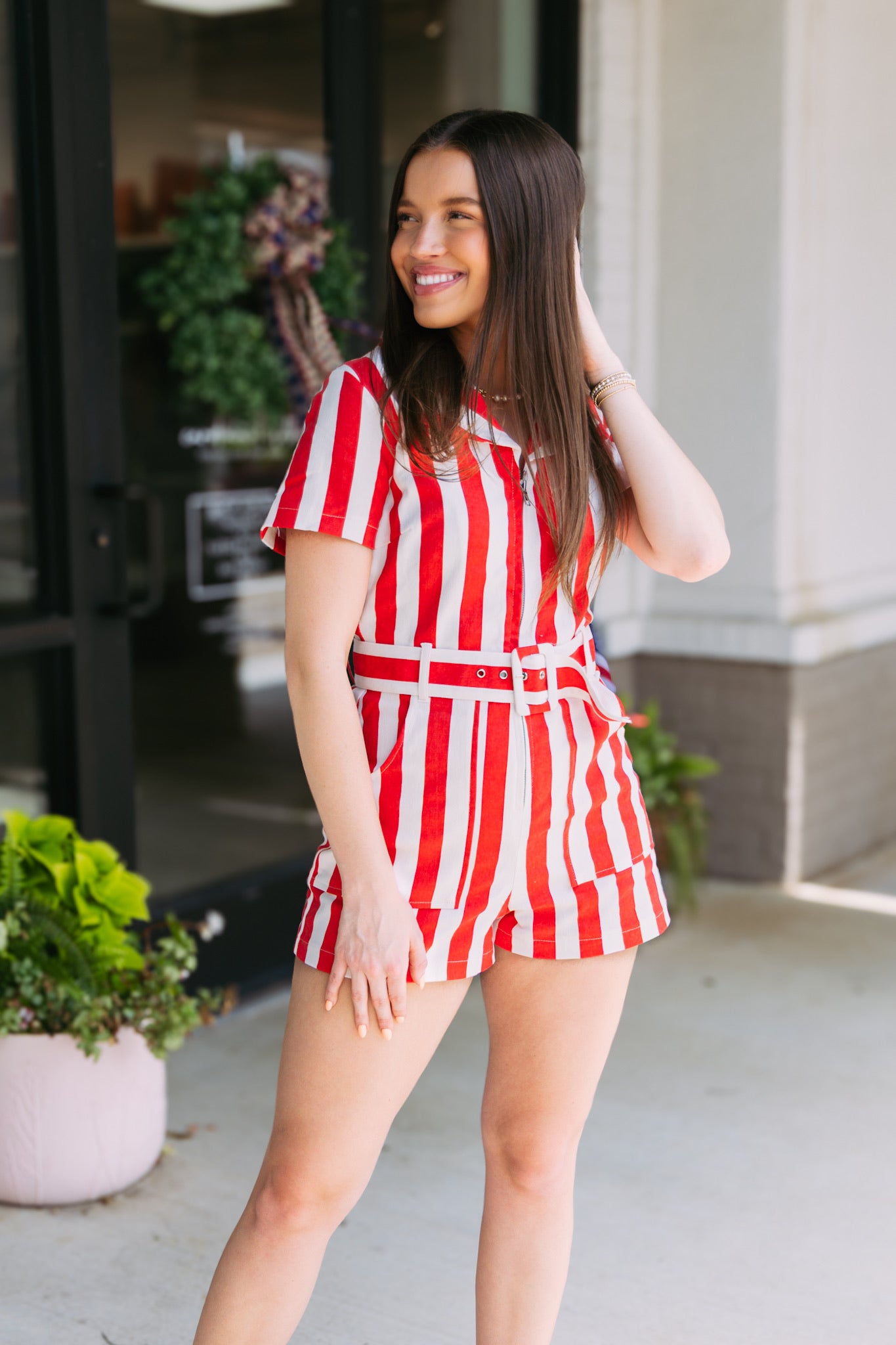 Belted Stripe Romper