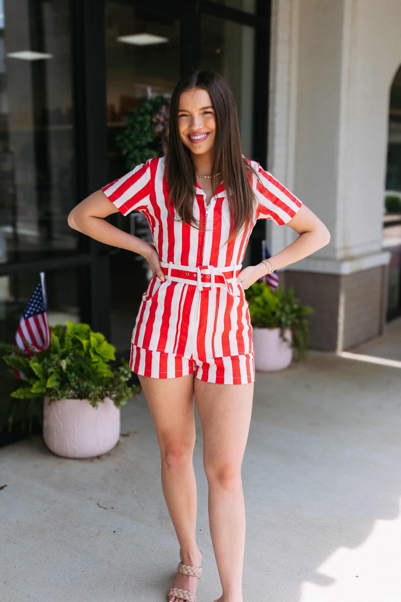 Belted Stripe Romper
