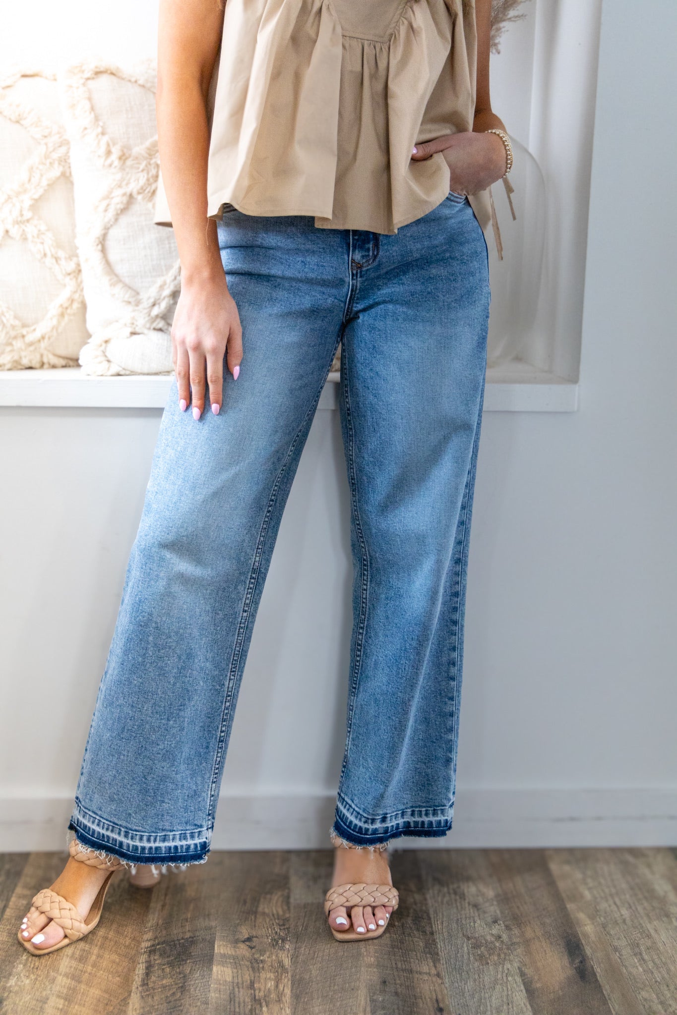 [Dear John] Holly High Rise Tonal Fray Hem Straight Jeans - Rendon