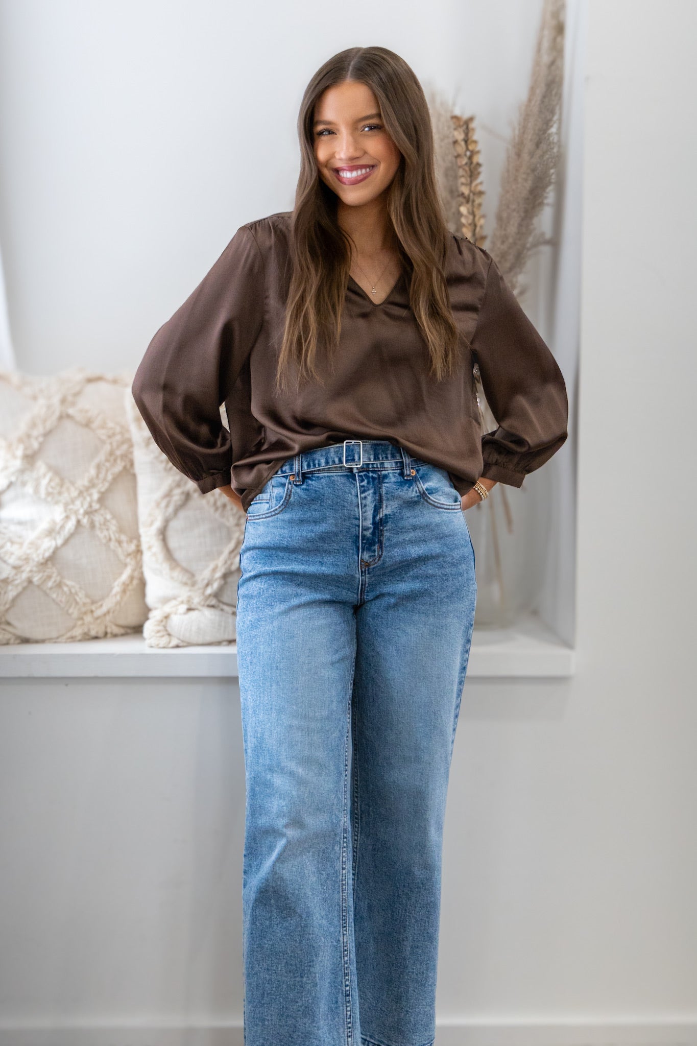 [Dear John] Holly High Rise Tonal Fray Hem Straight Jeans - Rendon