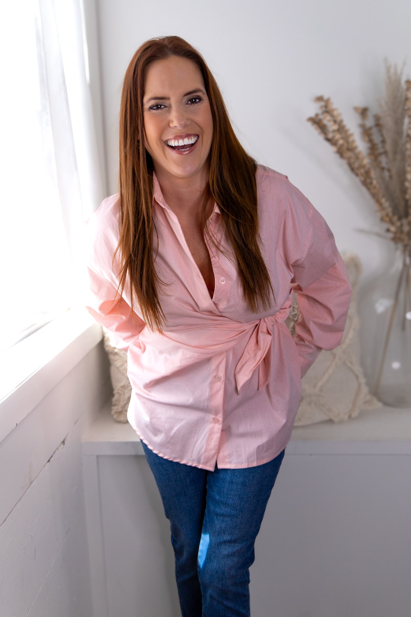 Adia Button Front Blouse - Rose