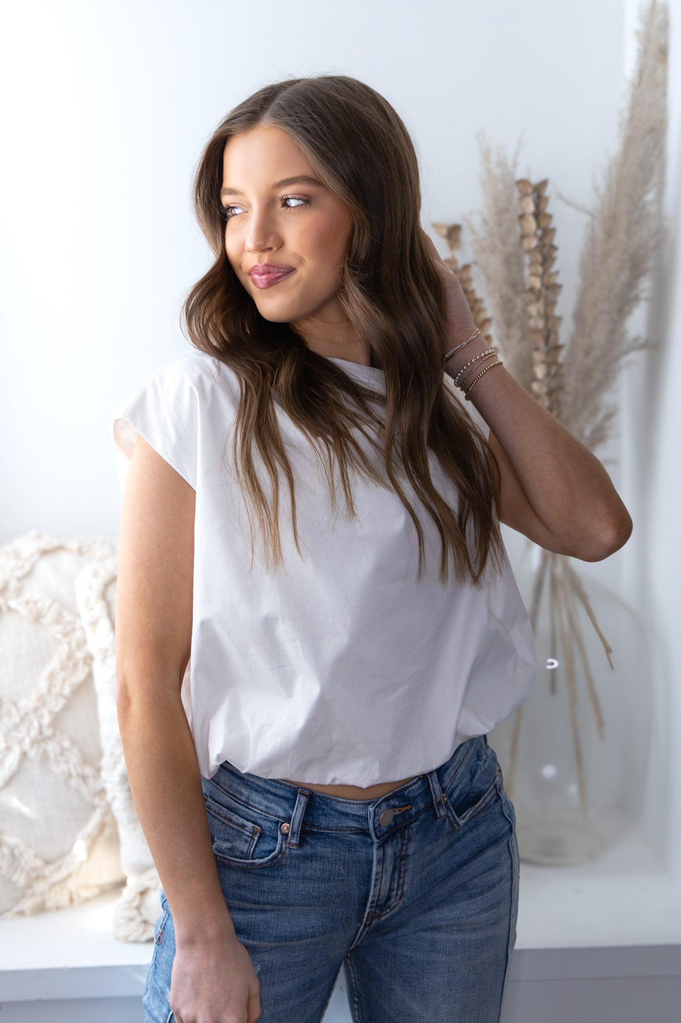 Sleeveless Bubble Top - White