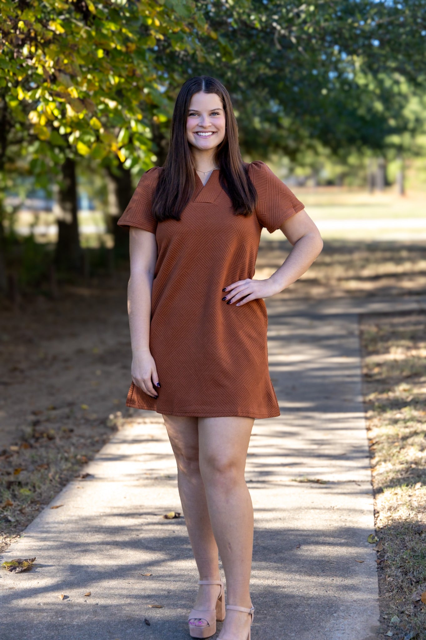 Rusty Textured Everyday Dress