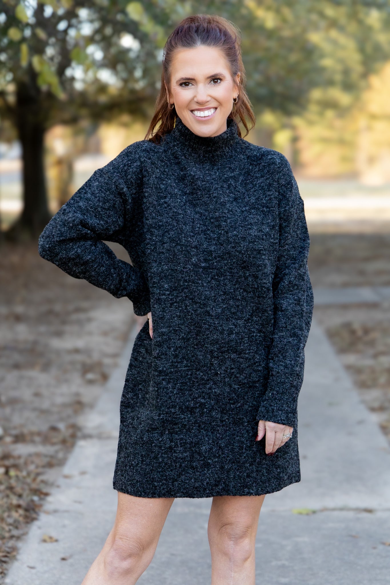 Eva Sweater Dress - Black/Charcoal Grey