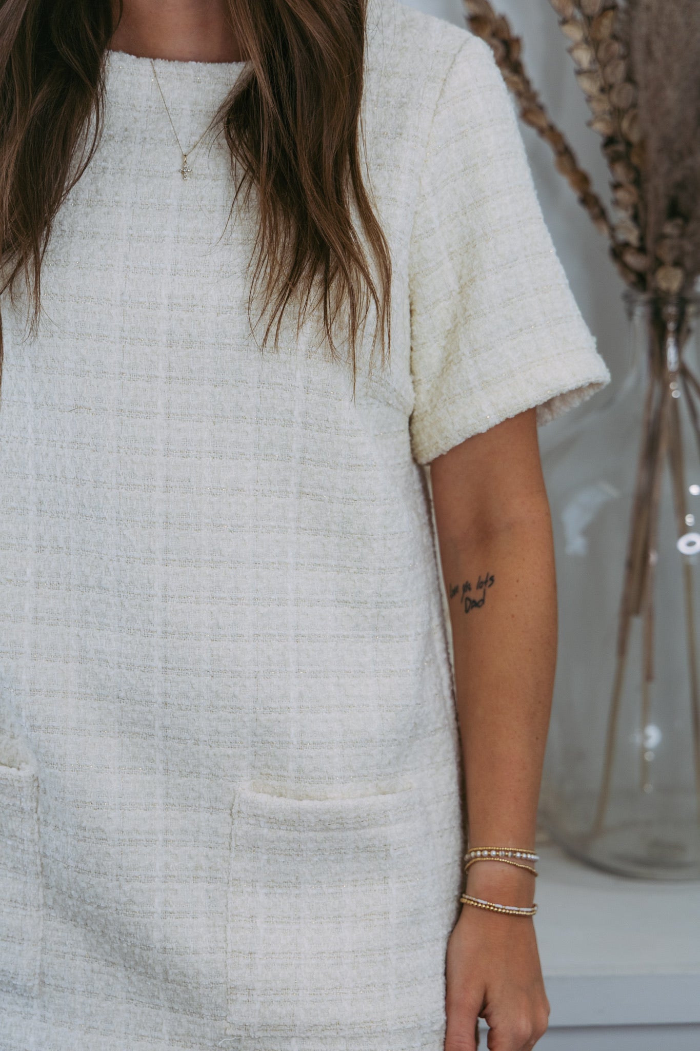 Carolina Textured Mini Dress - Cream
