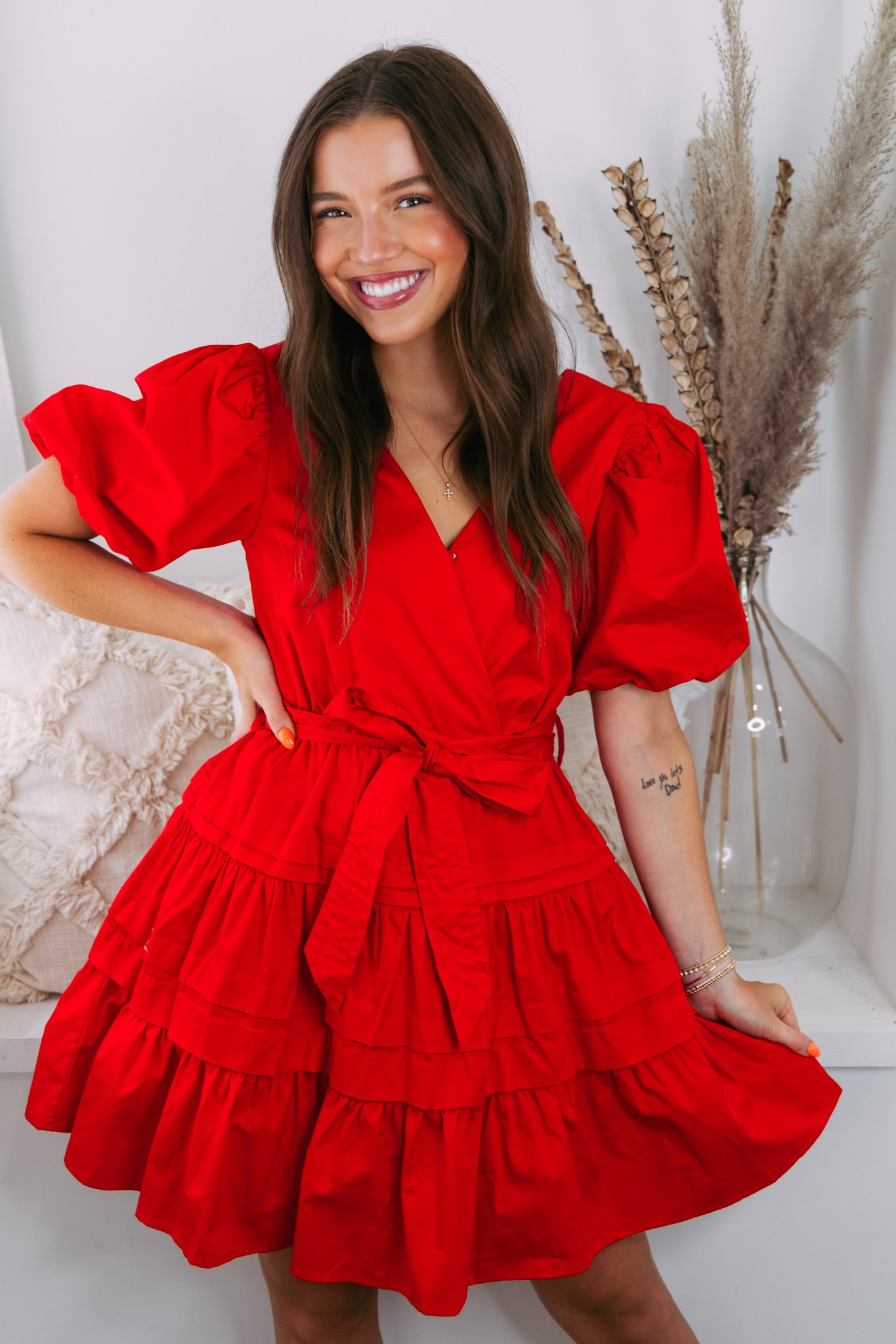 Robin Tiered Mini Dress - Red