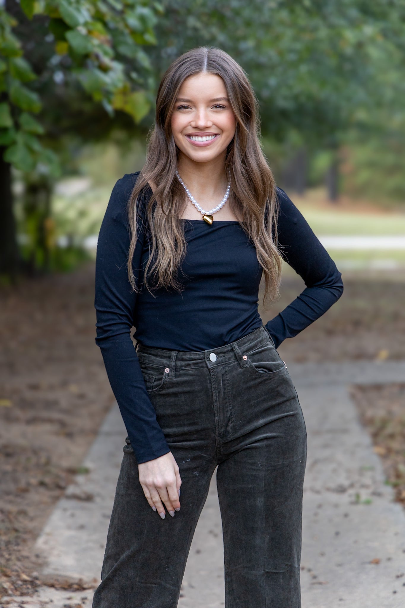 Lottie Long Sleeve Fitted Top - Black