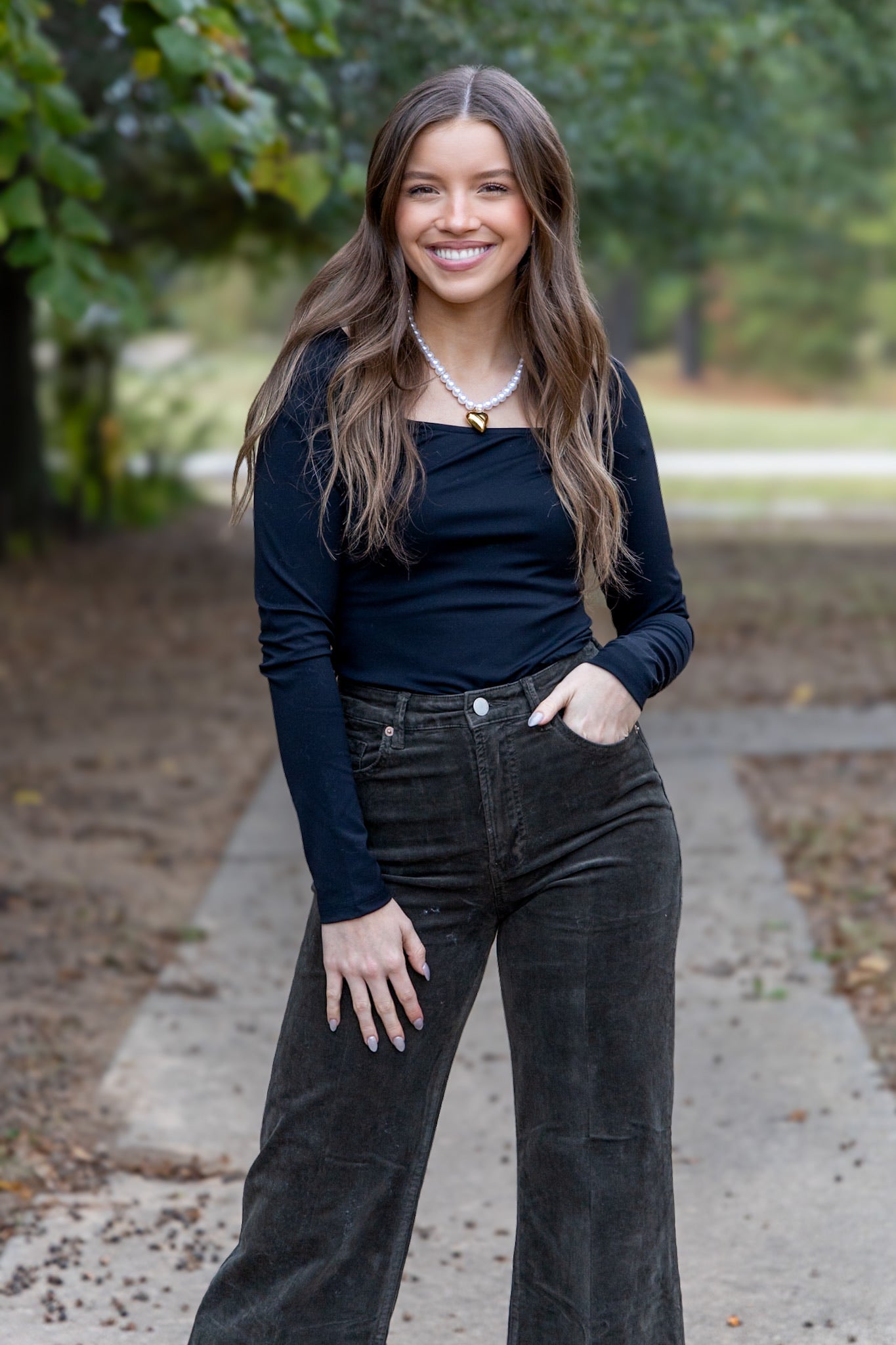 Lottie Long Sleeve Fitted Top - Black