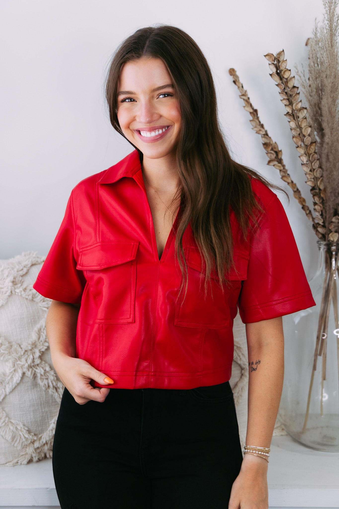 Foxy Faux Leather Top