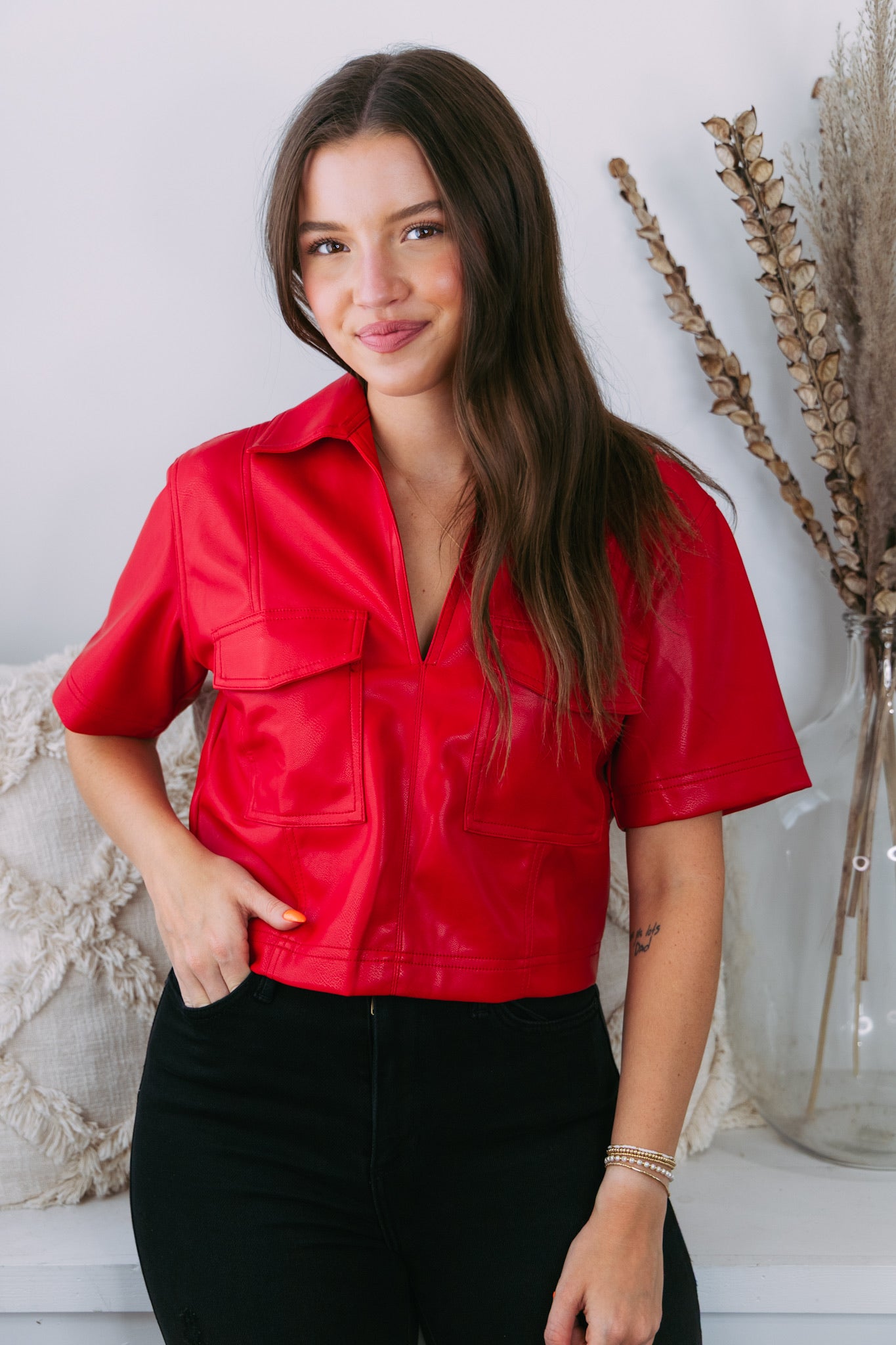Foxy Faux Leather Top