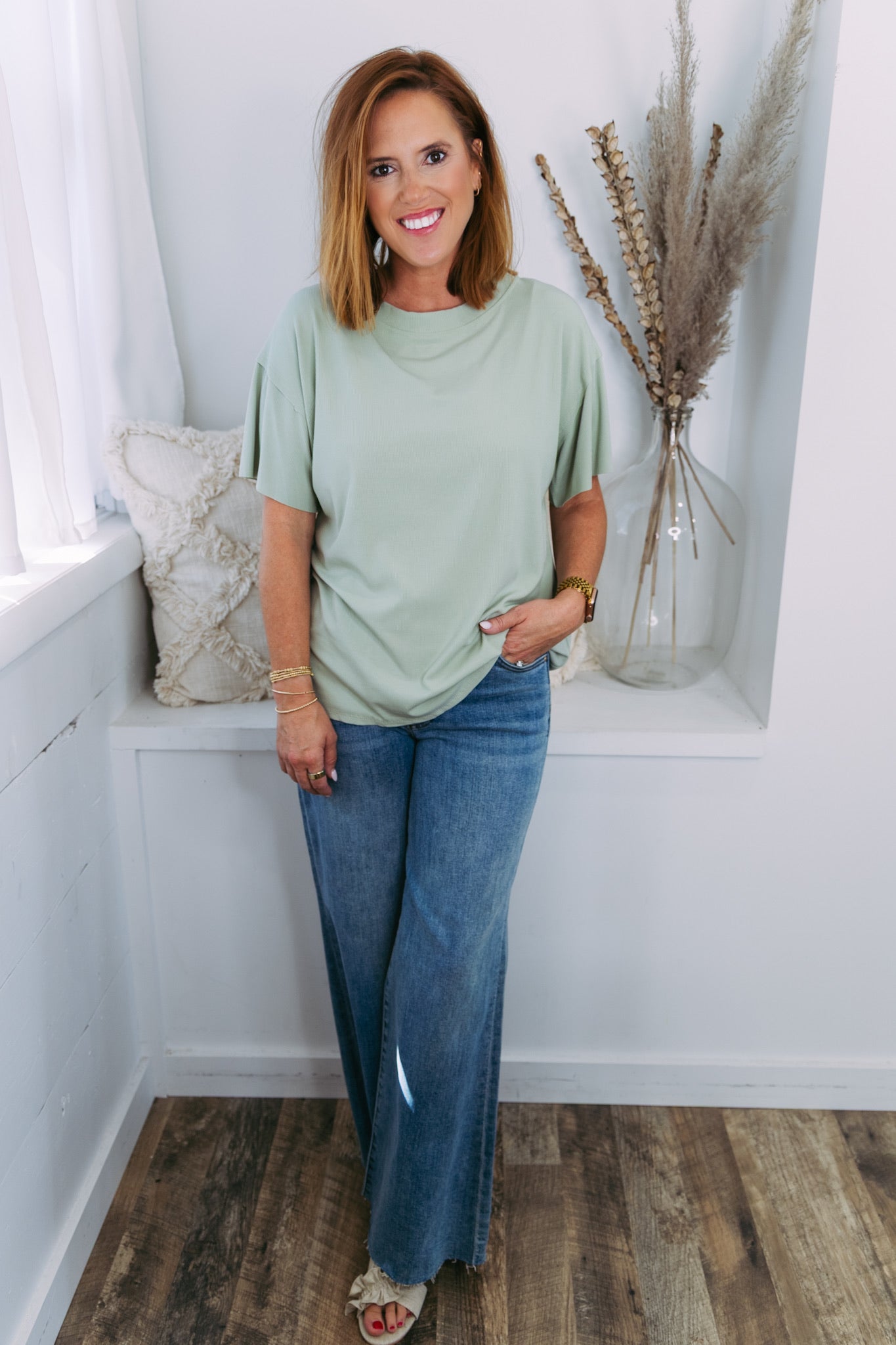Basic Ribbed Top - Sage