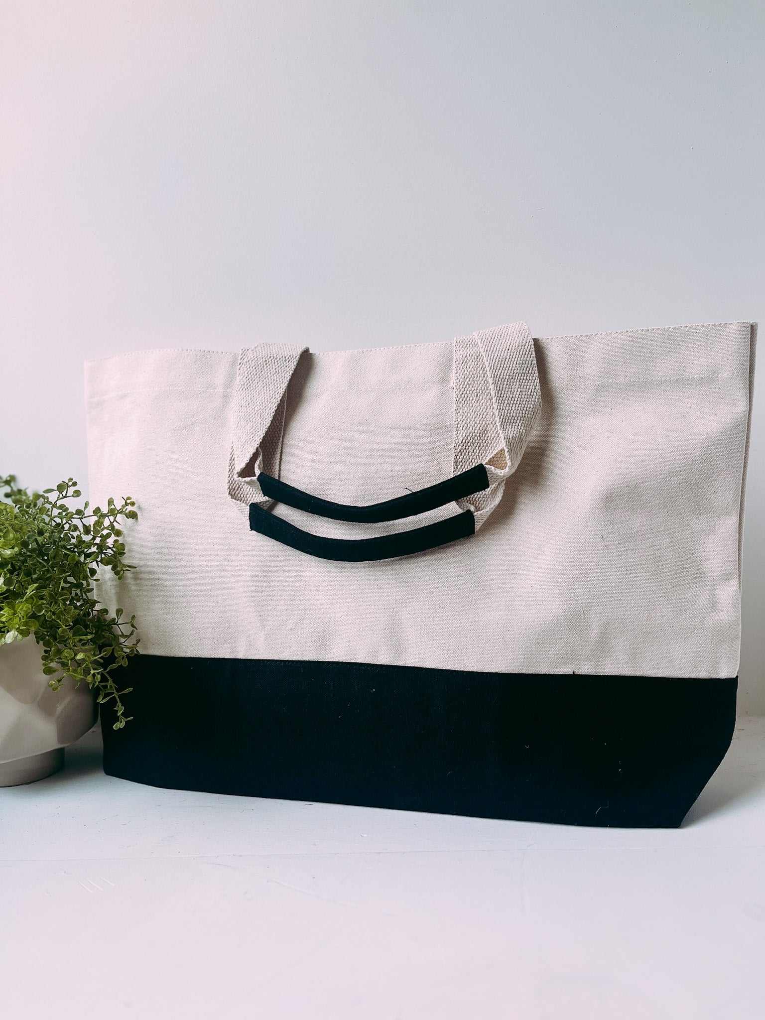 Black Cabana Canvas Tote