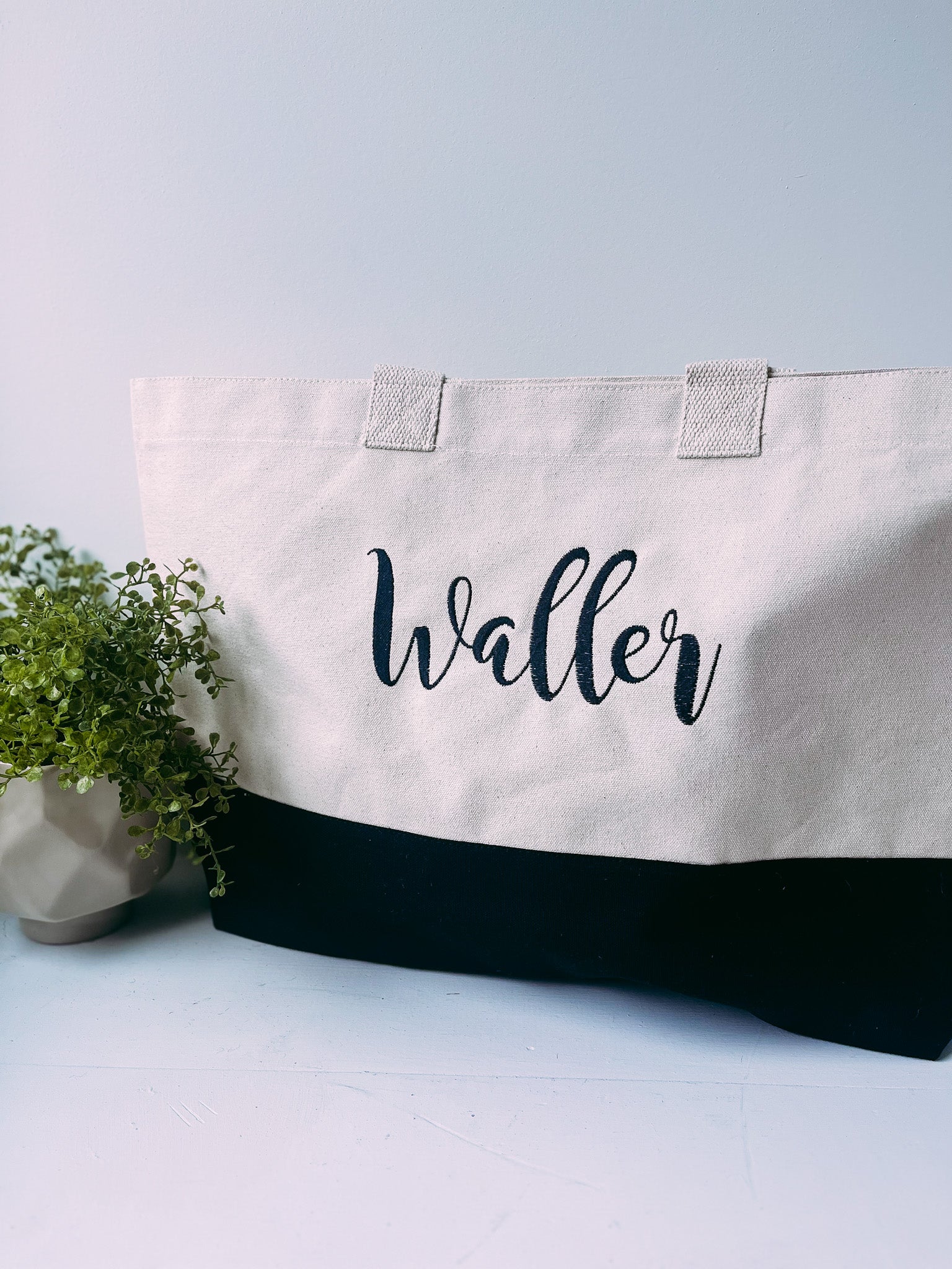 Black Cabana Canvas Tote