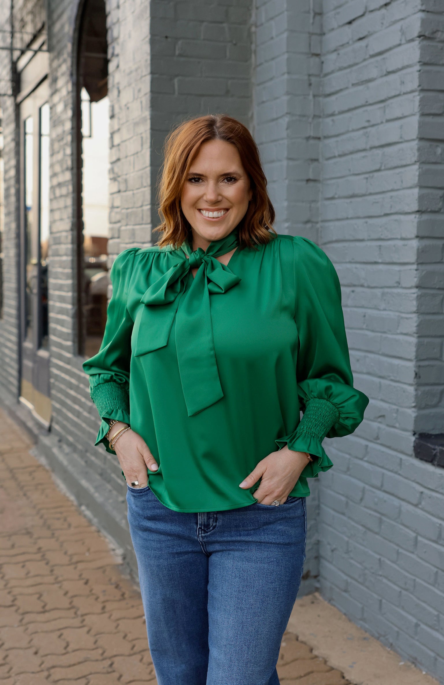 Emerald Tie Front Top
