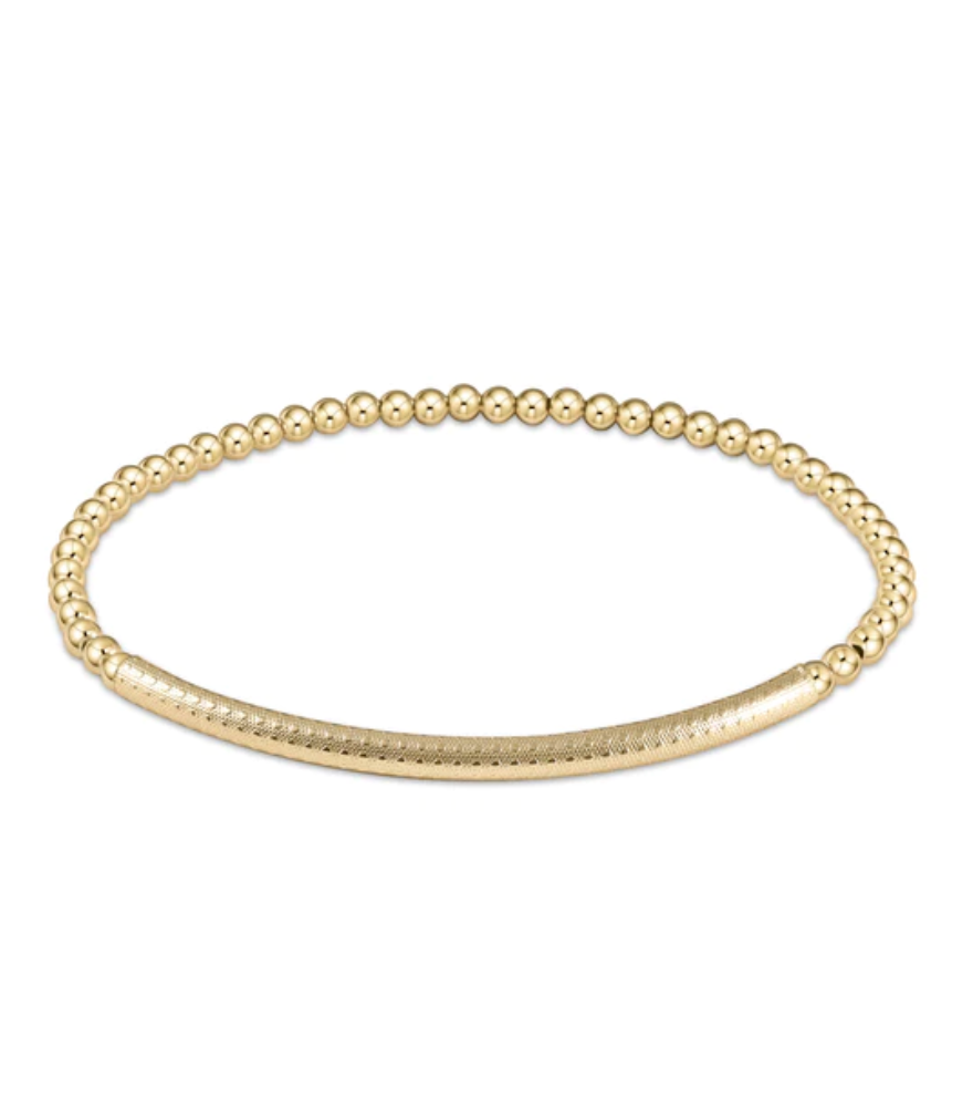 Classic Gold 3mm Bead Bracelet- Bliss Bar Textured