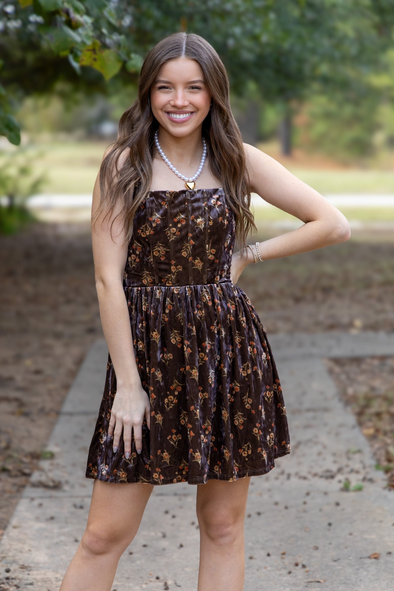 Floral Fall Velvet Dress