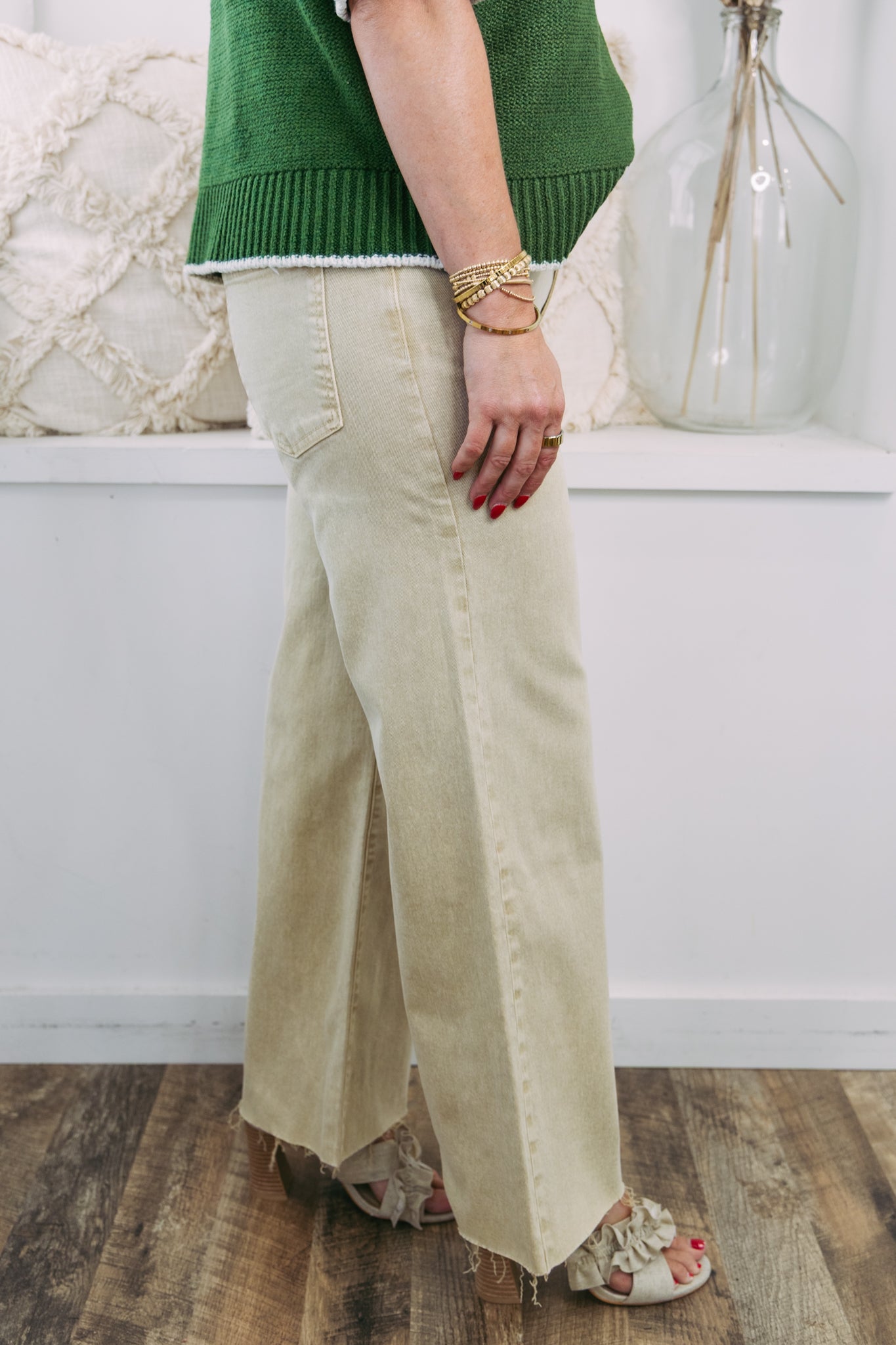 [KUT] Meg High Rise Fab Ab Wide Leg Pant - Biscuit