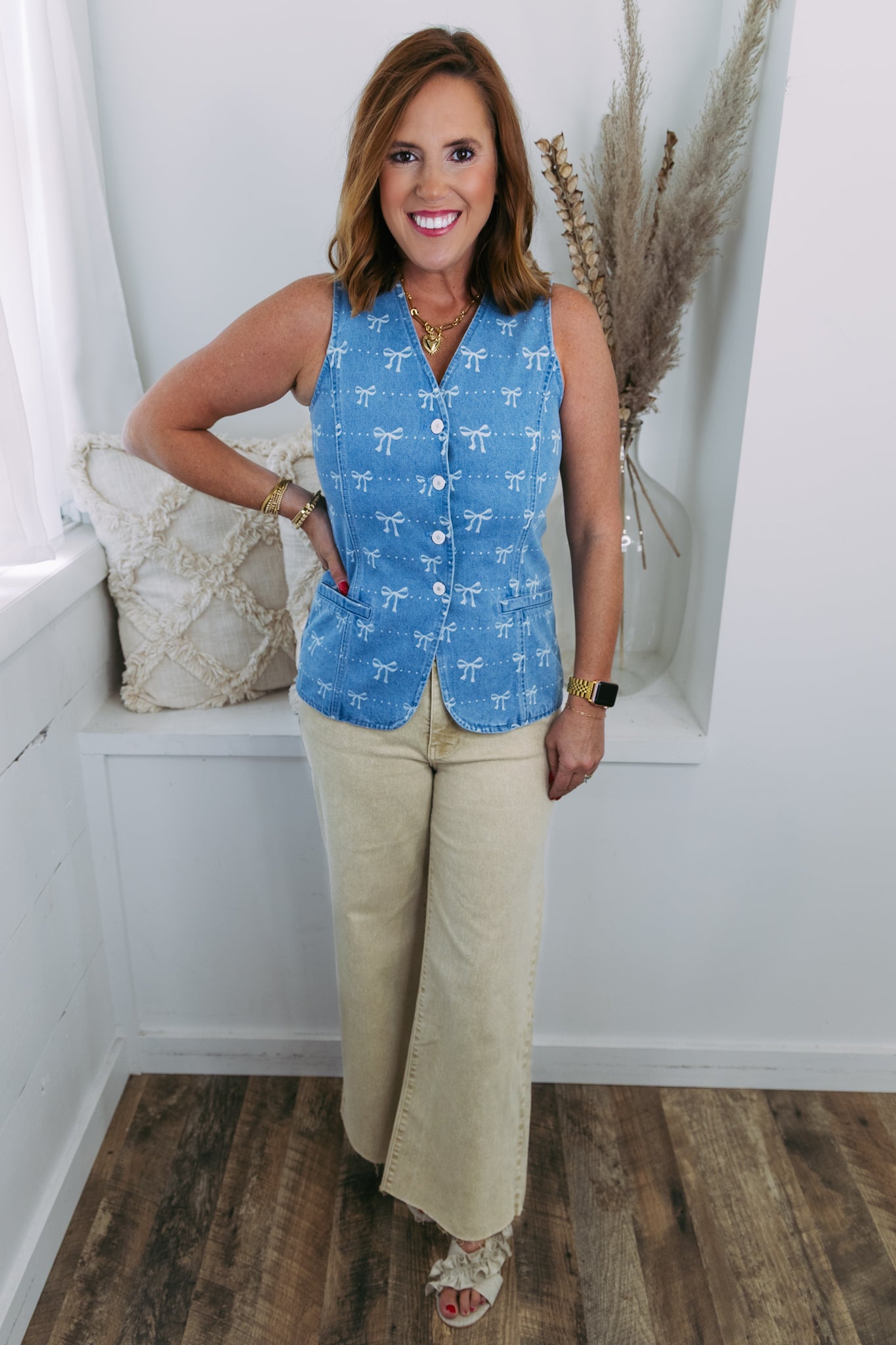 Blair Bow Denim Vest