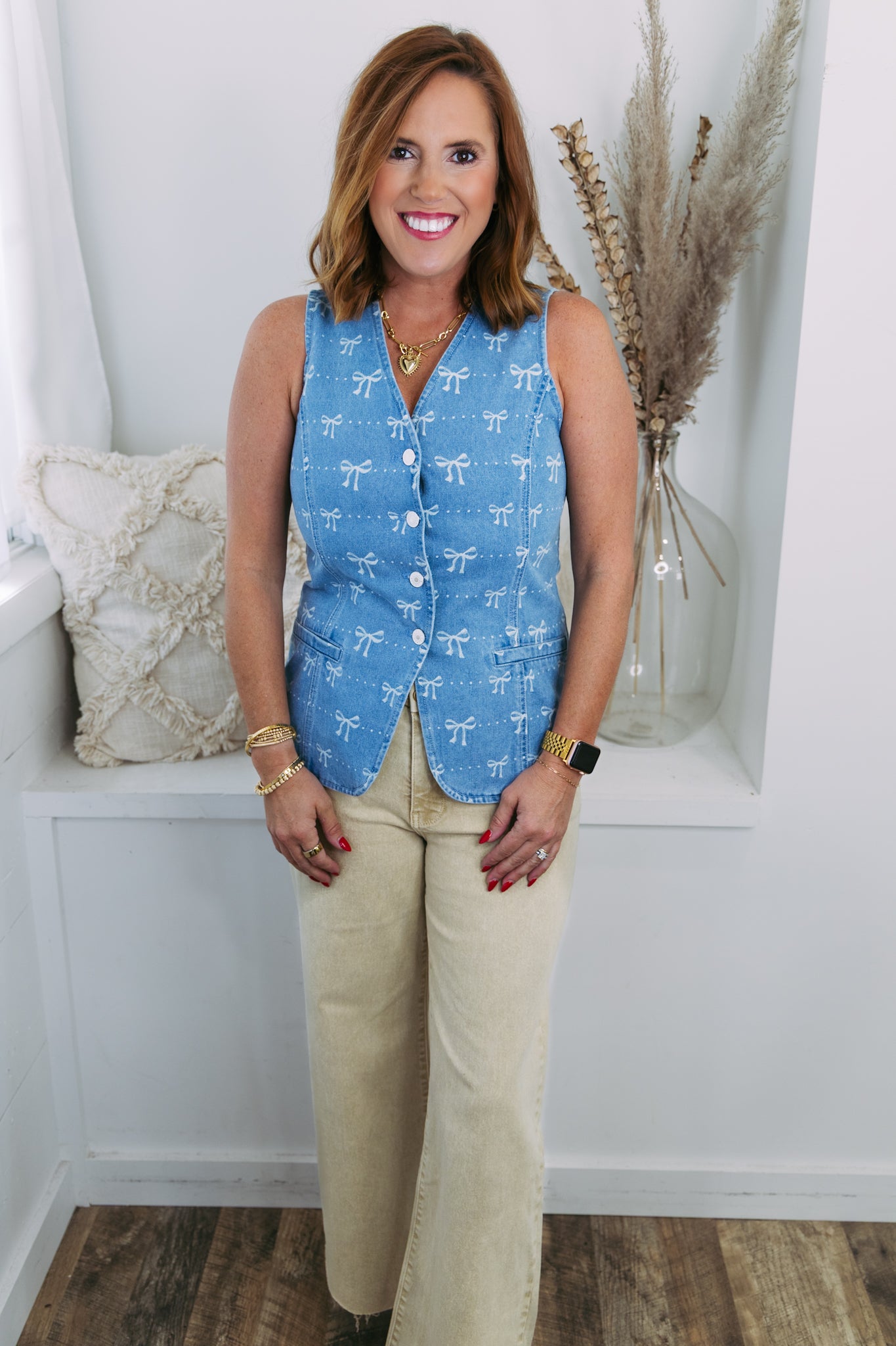 Blair Bow Denim Vest
