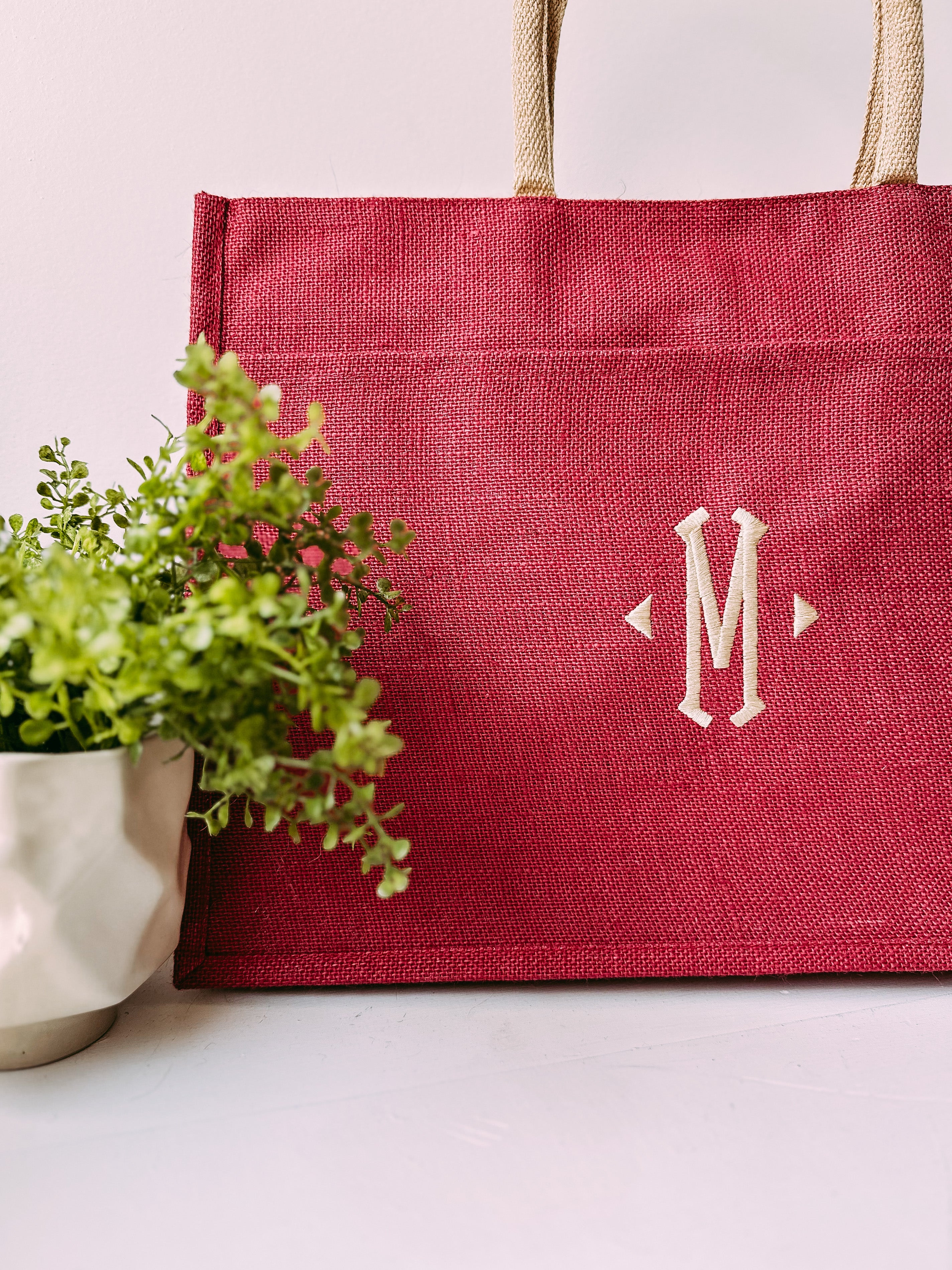 Jute Pocket Tote in Red